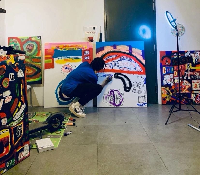 Mixed media studio painting by Elijah Snoz
